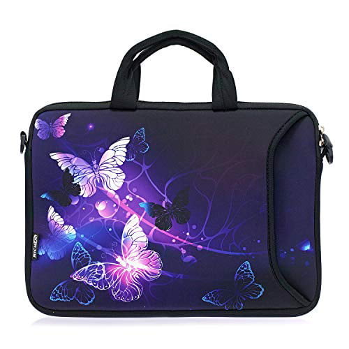 Blue Butterfly Laptop Sleeve Stylish 3D Notebook Sleeve Durable Neoprene Fabric Notebook Protective Bag for Girls Boys White 15inch 